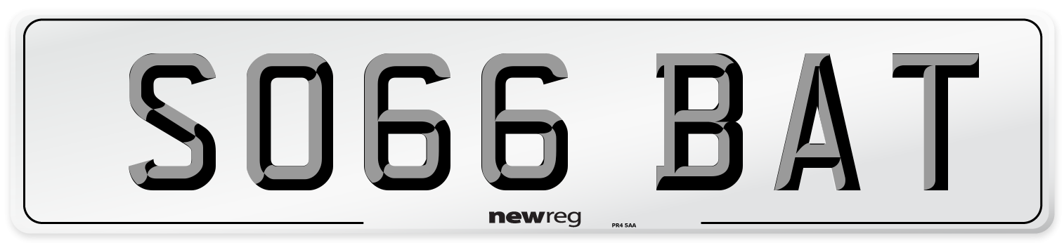 SO66 BAT Number Plate from New Reg